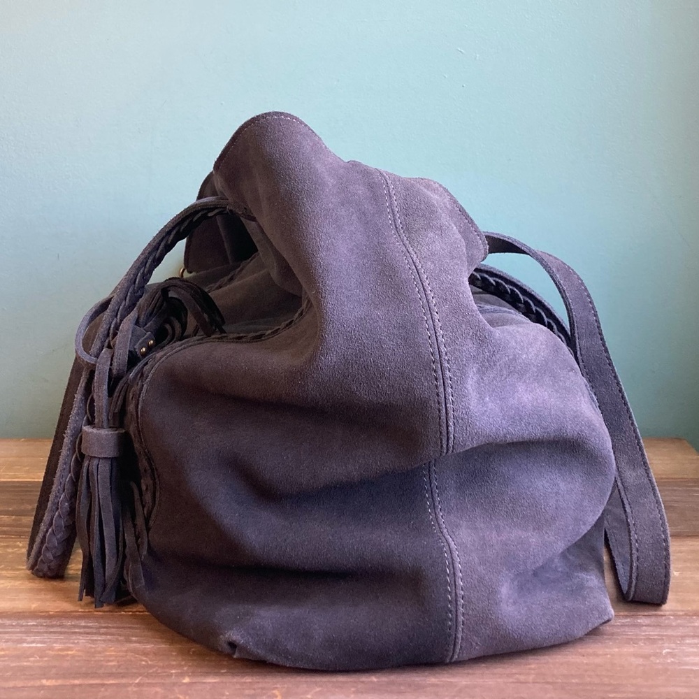 Moda Luxe Slouchy Suede Leather Hobo Tote Bag - Picture 8 of 14